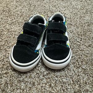 Vans Black and White Kids Velcro Sneakers